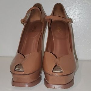Used YSL tribute peep toe mary jane heels
